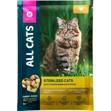 Корм для кошек All Cats консервированный полнорационный, тефтельки с курицей в соусе, для стерилизованных, 28х85 г