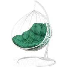 Кресло подвесное BiGarden Gemini White (двойной, зеленая подушка)