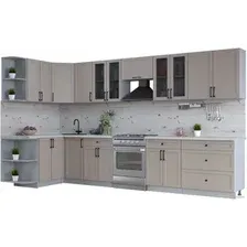 Готовая кухня Интерлиния Тренд 1.5x3.6 левая (луна/луна/бискайская сосна)