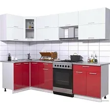 Готовая кухня Интерлиния Мила Gloss 60-12x27 (белый/красный глянец)