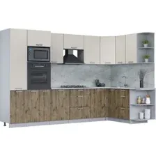 Готовая кухня Интерлиния Мила Лайт 1.68x3.2 правая (персидский жемчуг/дуб веллингтон/серый каспий)