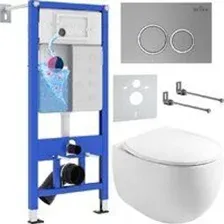 Унитаз подвесной Roxen Egg в комплекте с инсталляцией StounFix Dual Fresh 6 в 1 964076 (кнопка: хром