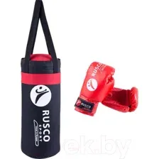 Набор для бокса детский RuscoSport 6oz (черный/красный)