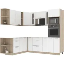 Готовая кухня Интерлиния Мила 1.88x2.4 левая без столешницы (белый платинум)