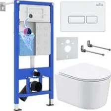 Унитаз подвесной Roxen Simple Compact в комплекте с инсталляцией StounFix Dual Fresh 6 в 1 920247 (к