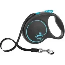 Поводок-рулетка Flexi Black Design L ремень 5 м (синий)