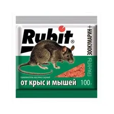 Средство от крыс и мышей. Рубит "ЗООКУМАРИН" + гранулы. Сырный (пакет) 100г.