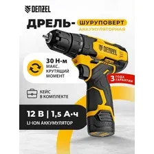 Дрель-шуруповерт Denzel CDQ-12 (с 2-мя АКБ, кейс)