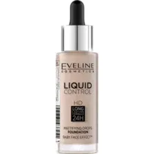 Тональная основа EVELINE Liquid control жидкая, 32 мл, №020 - ROSE BEIGE