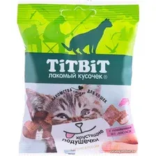 Лакомство для кошек TiTBiT Хрустящие подушечки с паштетом из лосося 30 г