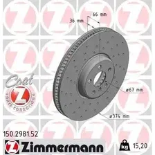 Тормозной диск ZIMMERMANN 150.2981.52 вентилируемый, перфорированный , передняя ось справа