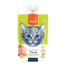 Лакомство для кошек Мясной мусс из тунца и курицы с морковью  90 г Wanpy Cat