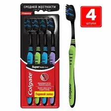 Набор зубных щеток Colgate Super Flexi Black средняя жесткость (4 шт)