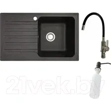 Кухонная мойка БелЭворс Styl R  смеситель W74004-2  дозатор L405F (черный)