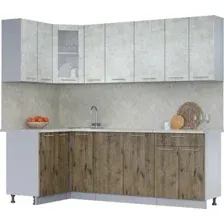 Готовая кухня Интерлиния Мила 12x23 (бетон лайт/дуб веллингтон/опал светлый)