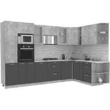 Готовая кухня Интерлиния Мила 1.88x3.2 правая (бетон-антрацит-травертин)