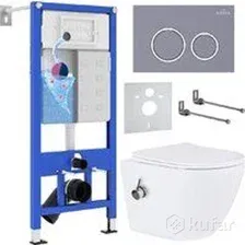 Унитаз подвесной Roxen Antares Bidet в комплекте с инсталляцией StounFix Dual Fresh 6 в 1 966135 (кн