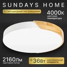 Припотолочная люстра Sundays Home LED 240924-19 5825 (белый/светлое дерево)