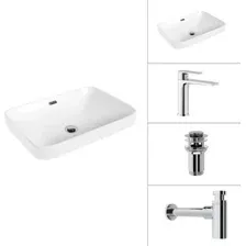 Умывальник Lauter 21441A + Reef 21CK678C + сифон 21635CH + донный клапан 21190CH (хром)