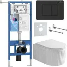 Унитаз подвесной Roxen Royal Matt в комплекте с инсталляцией StounFix Dual Fresh 6 в 1 868620 (кнопк
