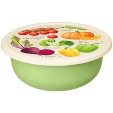 Миска с крышкой декором салатовый 1.2л