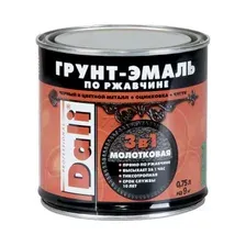 Грунт-эмаль алкидная DALI молотковая по ржавчине 3 в 1 черный 0,75 л