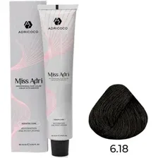 Крем-краска Adricoco Miss Adri 6.18 (100мл, темный блонд пепельный коричневый)