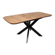 Обеденный стол ОКА Вейв 120-160x80x75 (дуб натуральный/черный)