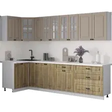 Готовая кухня Интерлиния Мила Деко 1.2x2.9 (дуб вотан/луна/опал светлый)