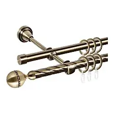 Карниз для штор АС ФОРОС Grace D16K/16Г + наконечники Кортеза (3м, антик)