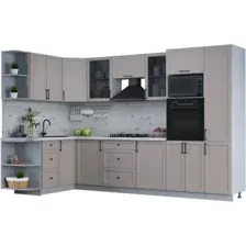 Готовая кухня Интерлиния Тренд 1.68x3.2 ВТ левая (луна/луна/бискайская сосна)