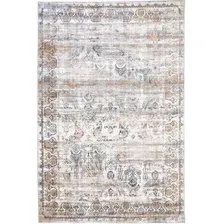 Ковер для жилой комнаты Radjab Carpet Бьянка Прямоугольник D008A 8779RK-B (0.8x1.5, Cream Shirink/Blue Fdy)
