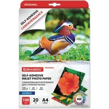 Самоклеящаяся бумага BRAUBERG А4 100 г/м2 20 л матовая 364006 (белый)