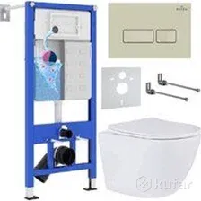 Унитаз подвесной Roxen Antares 530185-01 в комплекте с инсталляцией StounFix Dual Fresh 6 в 1 966626 (кнопка: бежевый)
