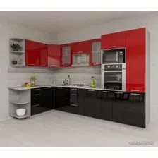 Готовая кухня Интерлиния Мила Gloss 1.68x3.2 левая (красный-черный)