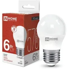 Светодиодная лампочка In Home LED-Шар-VC 6Вт 230В Е27 4000К 570Лм 4690612020532