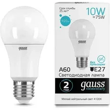 Лампа Gauss Elementary A60 10W 920lm 4100K Е27 / 23220