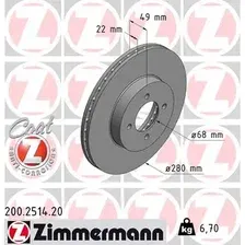 Тормозной диск ZIMMERMANN 200.2514.20 вентилируемый , передняя ось
