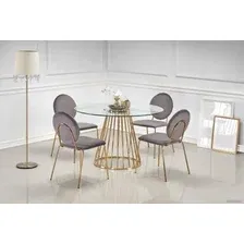 Кухонный стол Halmar Liverpool 120x120 (прозрачный/золотой)