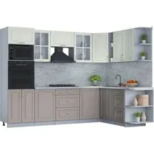 Готовая кухня Интерлиния Мила Шато 1.88x2.8 ВТ правая (белый/луна/серый каспий)