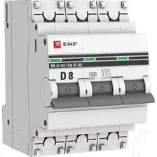 Выключатель автоматический EKF 3P 8А (D) 4.5kA ВА 47-63 mcb4763-3-08D-pro