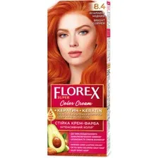 Крем-краска для волос Florex Super Кератин тон 8.4 ярко-медный