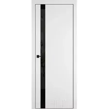 Межкомнатная дверь Юркас Urban 1 SV 80x200 (ice/стекло lacobel черный лак/кромка black edge)