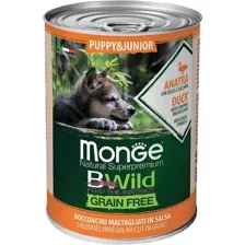 Влажный корм для собак Monge BWild Grain Free Puppy&Junior с уткой, тыквой и кабачками (400г)