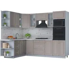Готовая кухня Интерлиния Мила Шато 1.88x2.6 ВТ левая (луна/луна/бискайская сосна)