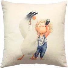 Подушка декоративная MATEX Fluffy. В далекие дали / 62-325 (молочный/синий/лососевый)
