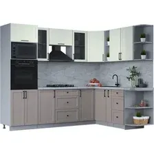 Готовая кухня Интерлиния Тренд 1.88x2.6 ВТ правая (луна/белый/серый каспий)