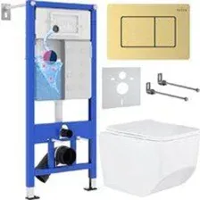 Унитаз подвесной Roxen Boro в комплекте с инсталляцией StounFix Dual Fresh 6 в 1 968466 (кнопка: бра