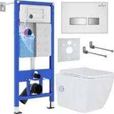 Унитаз подвесной Roxen Cube Bidet One Rimless 6 в 1 StounFix Dual Fresh 640526 (белое стекло)