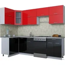 Готовая кухня Интерлиния Мила Gloss 60-12x26 (красный/черный глянец)